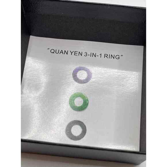Guan Yin 3 in 1 Sterling Silver Ring. 3 Jade inserts. Size 7.75. Buddhist. - Picture 8 of 11